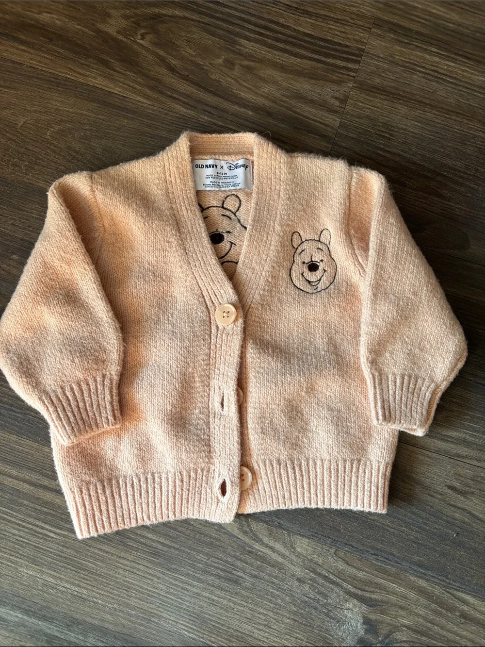 Old Navy Peach Winnie the Pooh Knit Baby Cardigan
